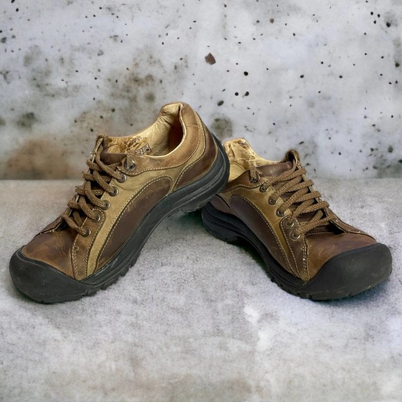 KEEN Cush Briggs II Brown Leather Non-Marking Anti-Slip Shoes Size 8 Walking - Picture 1 of 13
